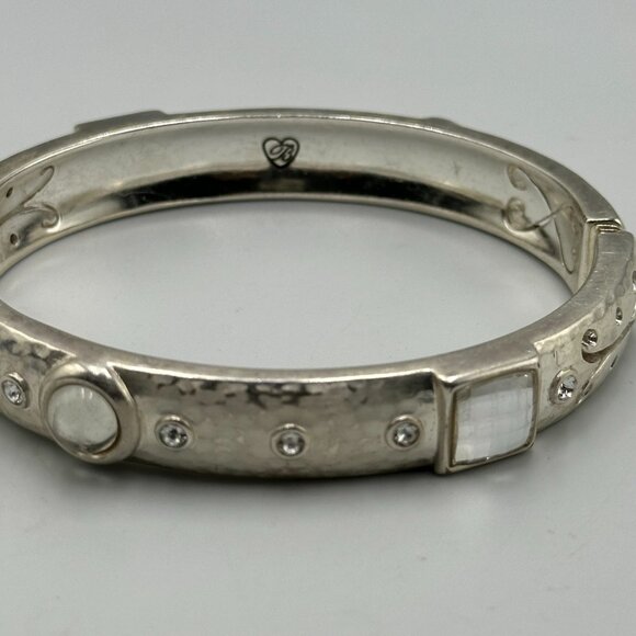 Brighton Bangle Bracelet Silver Tone Life's Pleasures Hammered Crystal Accents - Picture 5 of 14